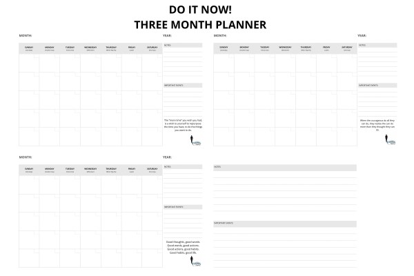 Do It Now! Dry Erase Three Month Planner